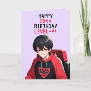 Carte Anniversaire unique rouge et pourpre