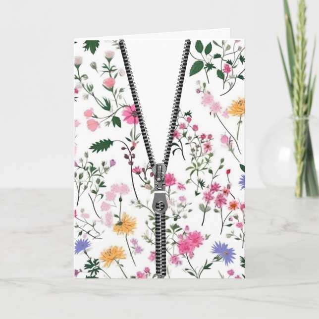 Carte Anniversaire Unzipped Zipper sur Motif Fleur sauva (Devant)