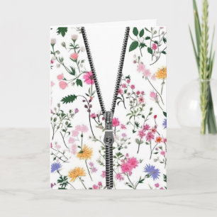 Carte Anniversaire Unzipped Zipper sur Motif Fleur sauva