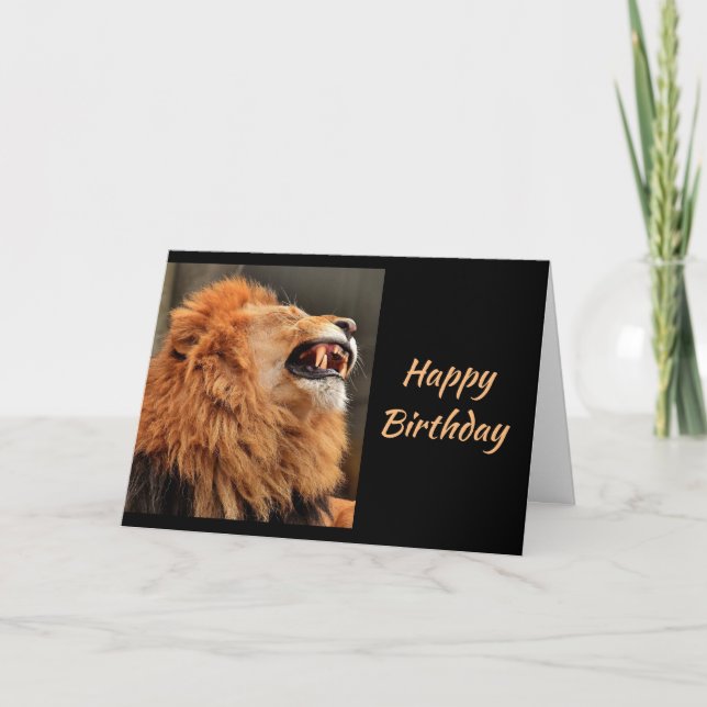 Carte Anniversaire Vieillesse Éternuement dangereux Lion (Devant)