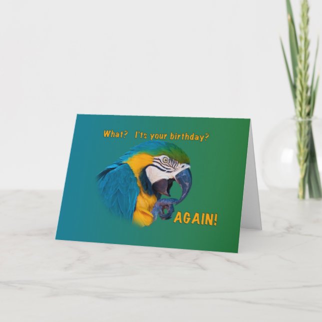 Carte Anniversaire, Vieillir, Perroquet (Devant)