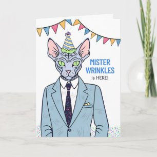 Carte Anniversaire Vieillir Sphynx Cat Mister Wrinkles
