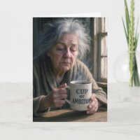Anniversaire Vielle Dame avec Steaming Cup of Coff