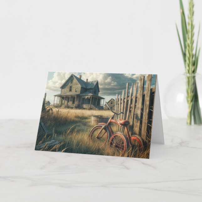 Carte Anniversaire Vieux Tricycle Rouge (Devant)