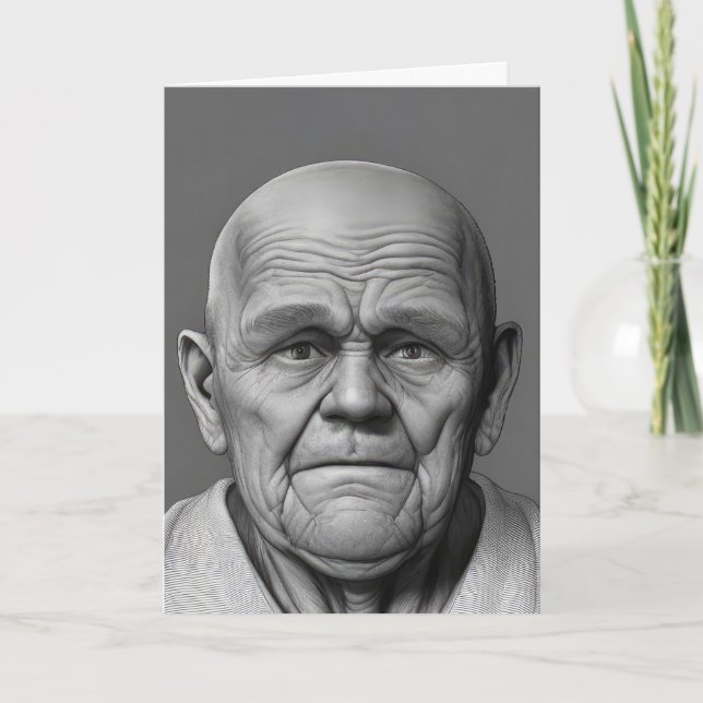 Carte Anniversaire Vieux Visage (Devant)