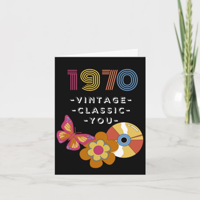 Carte Anniversaire vintage 1970 Retro Design pour Ami (Devant)