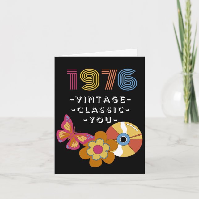 Carte Anniversaire vintage 1976 Retro Design pour Ami (Devant)