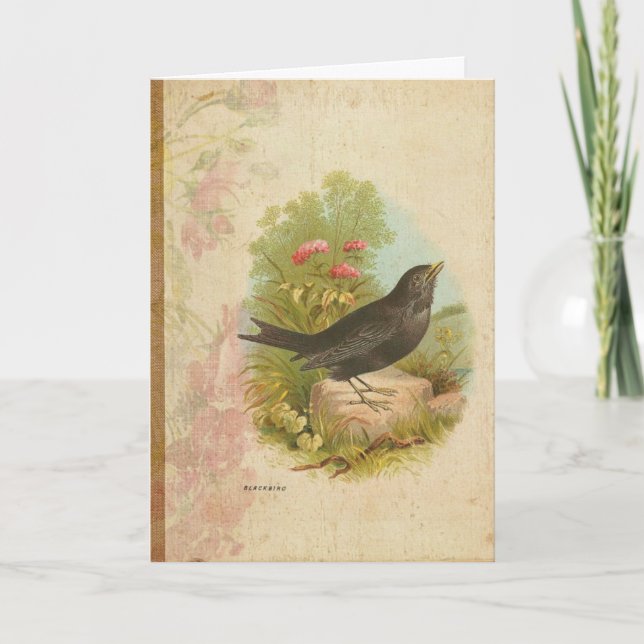 Carte Anniversaire Vintage Blackbird (Devant)
