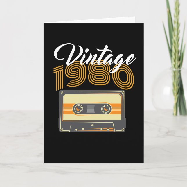 Carte Anniversaire vintage de la Cassette de musique 198 (Devant)