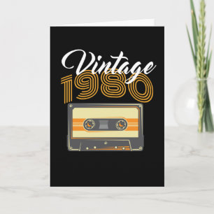 Carte Anniversaire vintage de la Cassette de musique 198