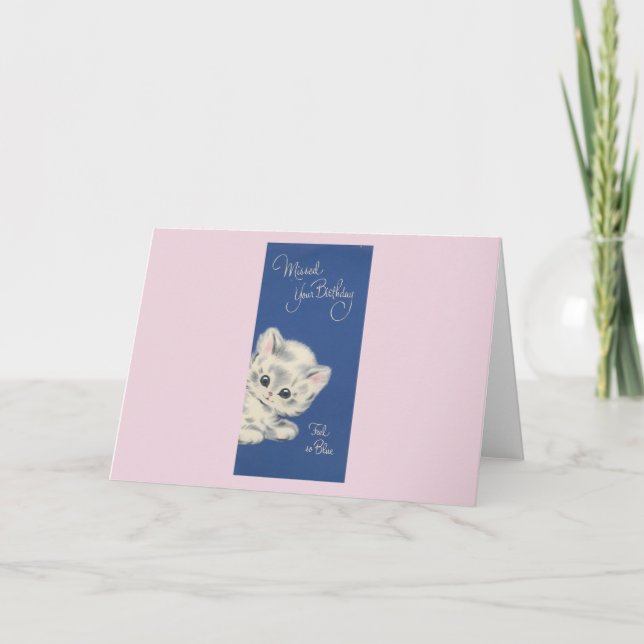 Carte Anniversaire vintage Kitten Belt (Devant)
