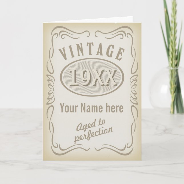Carte anniversaire vintage (modifiable) (Devant)