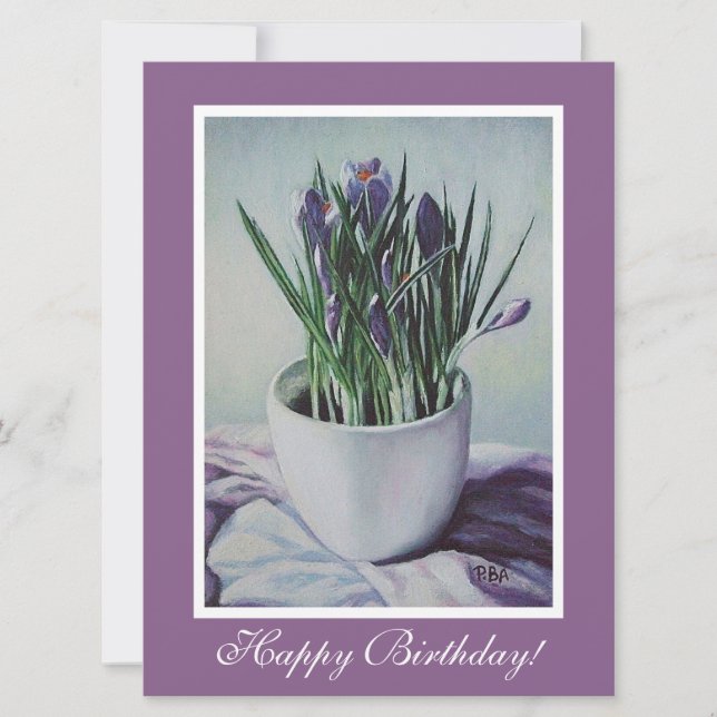 Carte Anniversaire violet crocus fleurs par Pola.B.Alex (Devant)
