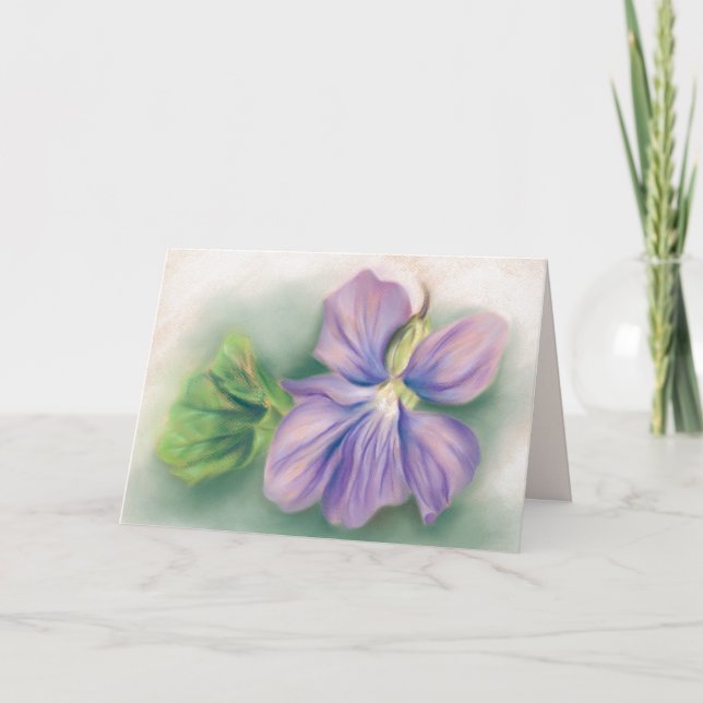 Carte Anniversaire violet de pastel de fleur et de (Devant)