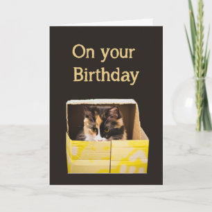 Carte Anniversaire Voeux heureux comme Chat dans Box Fun