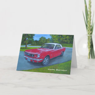 Carte Anniversaire, Voiture Rouge, Peinture originale, V