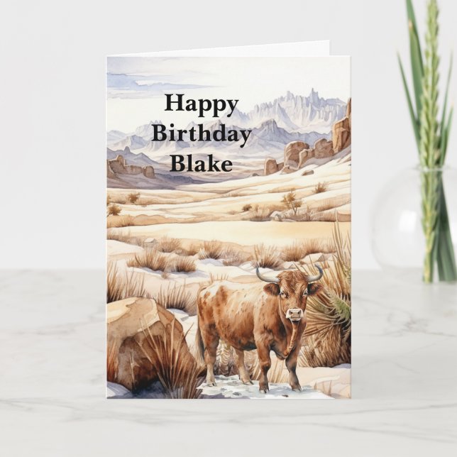 Carte Anniversaire Western Highland Cow (Devant)