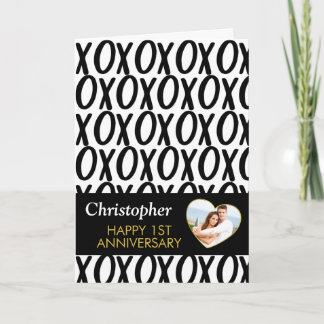 Carte Anniversaire XOXO Hugs Baisers noir blanc photo