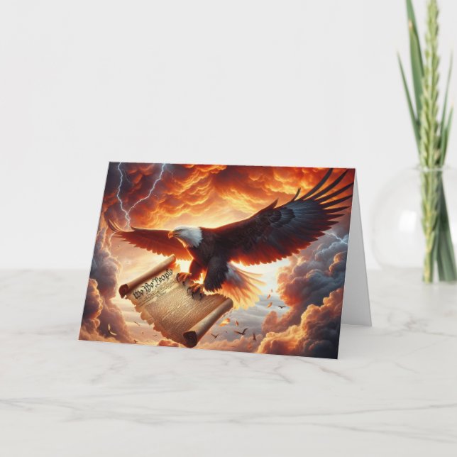 Carte AnniversaireAigle Bald S'enflammer avec la Constit (Devant)