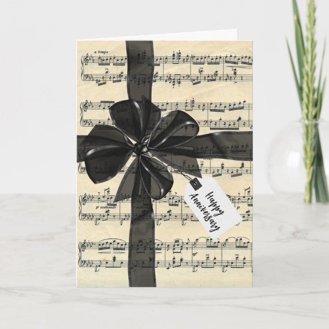 Carte Anniversary Black Bow On Sheet Music  (Devant)
