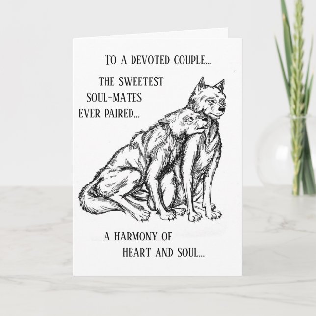 Carte Anniversary card with Devoted Couple (wolves) (Devant)
