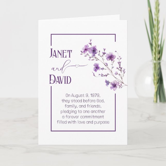 Carte Anniversary Purple Flowering Branch (Devant)