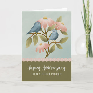 Carte Anniversary to a Special Couple Floral Blue Bird 
