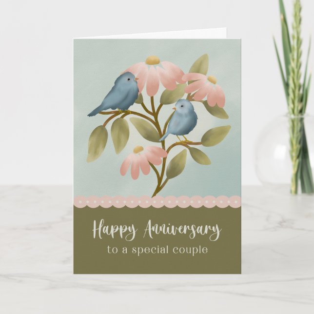 Carte Anniversary to a Special Couple Floral Blue Bird  (Devant)