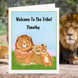 Carte Annonce d'adoption Bienvenue dans la tribu Lions