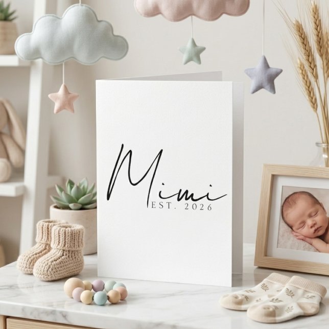 Carte Annonce de l'année Mimi EST Design de script éléga (Créateur téléchargé)