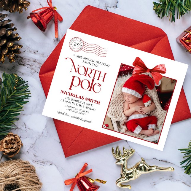 Carte Annonce de naissance de Noël au Pôle Nord (Créateur téléchargé)