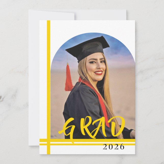 Carte Annonce de remise de diplôme au lycée lignes dorée (Devant)