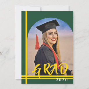 Carte Annonce de remise de diplôme au lycée lignes dorée