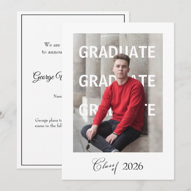 Carte Annonce de remise de diplôme de lycée unique (Devant / Derrière)