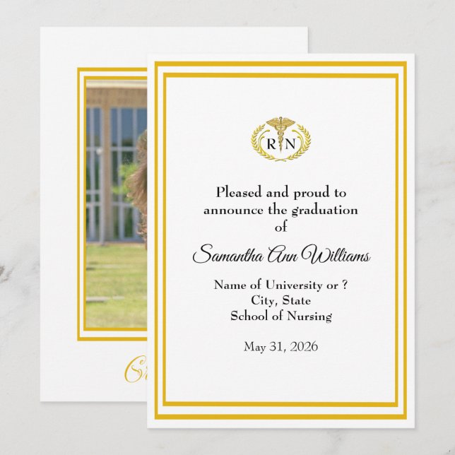 Carte Annonce de remise de diplômes pour une infirmière  (Devant / Derrière)