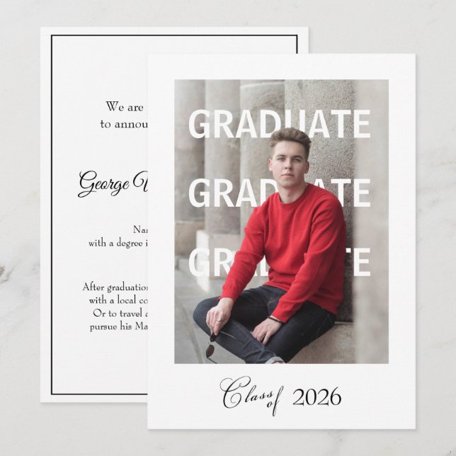 Carte Annonce de remise de diplômes universitaire unique (Devant / Derrière)