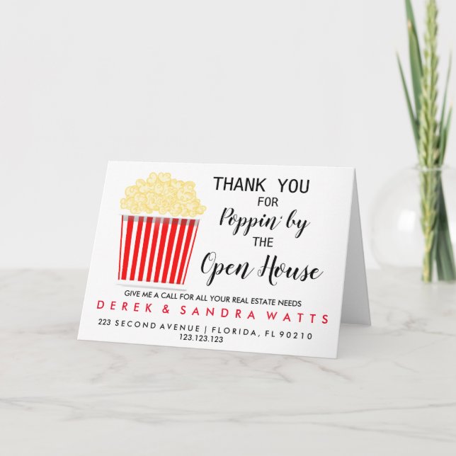 Carte annonce de visite immobilière POPCORN Pos Po (Devant)