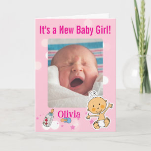 Carte Annonce personnalisée de naissance de fille avec p