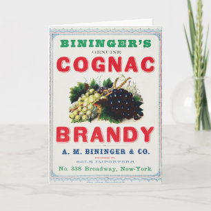 Carte Annonce Vintage Pour Le Brandy Cognac de Bininger.