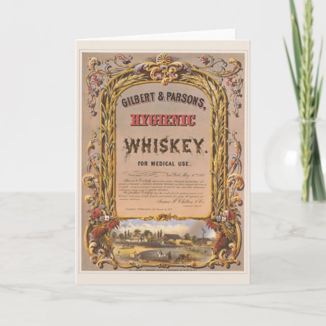 Carte Annonce Vintage Pour Whiskey Hygiénique Gilbert &  (Devant)