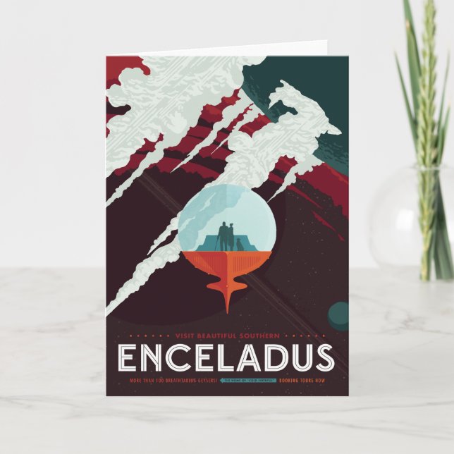 Carte Annonce Voyage Sci-Fi, Lune Encelade (Devant)