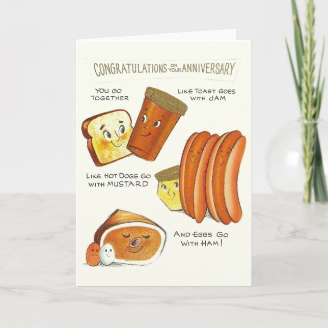 Carte anthropomorphe vintage d'anniversaire (Devant)