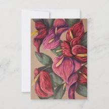 carte anthurium rouge et rose