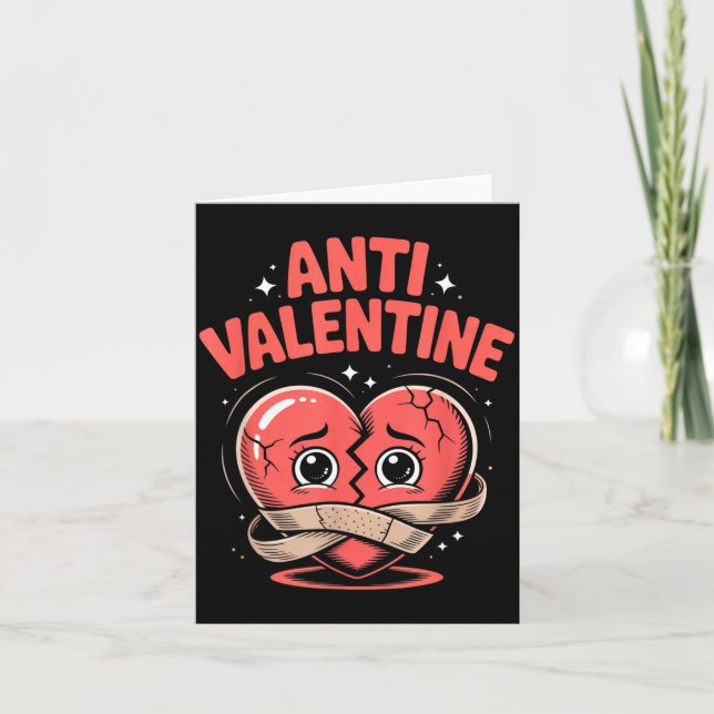 Carte Anti Saint-Valentin Cœur Brisé Mignon Cœur Bandé  (Devant)