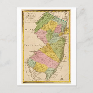 Carte antique 1815 de la carte postale du New Jers