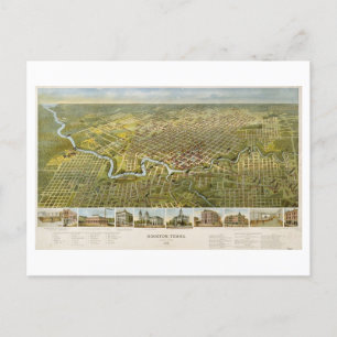 Carte Antique 1891 de Houston, Texas, Carte postal