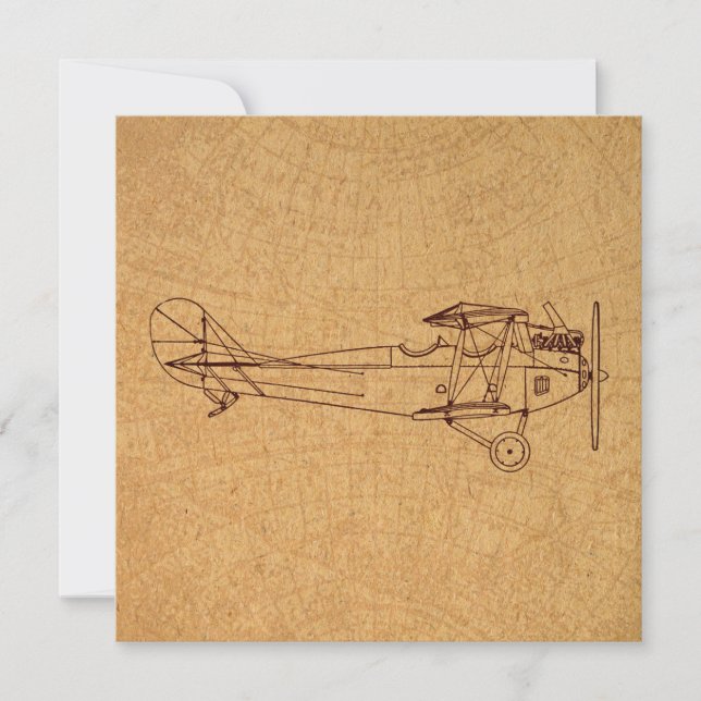 Carte Antique Airplane Retro Classic Aviation Map Style (Devant)