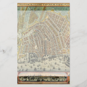 Carte antique Amsterdam, Hollande aka Pays-Bas