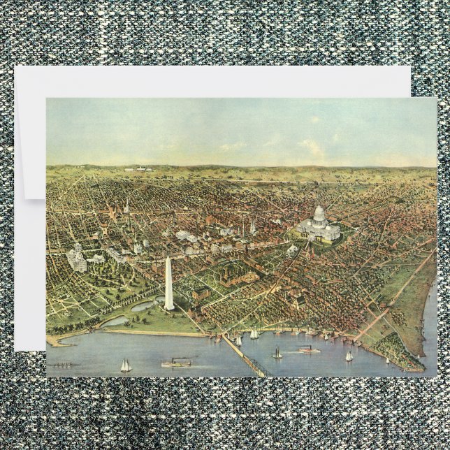 Carte antique avec une vue panoramique de Washingt (Créateur téléchargé)