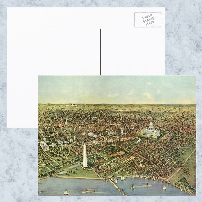 Carte antique avec une vue panoramique de Washingt (Créateur téléchargé)
